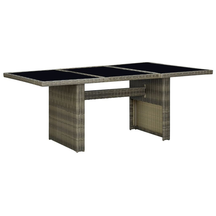 Patio Table Brown Poly Rattan and Tempered Glass A949-313313
