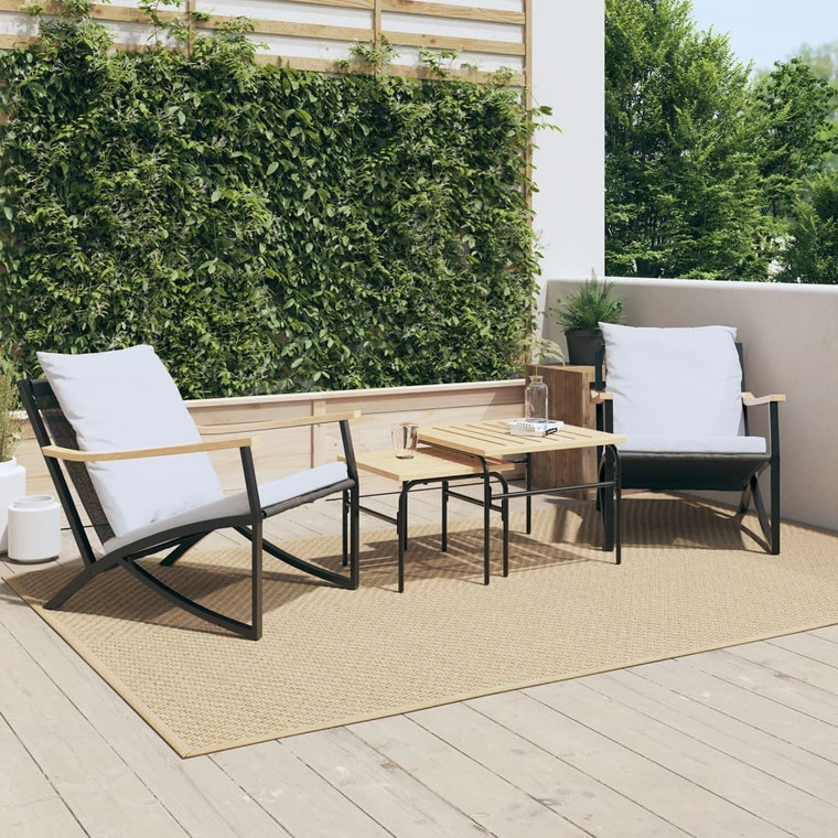 4 Piece Balcony Furniture Set with Cushions Black Steel A949-4009305