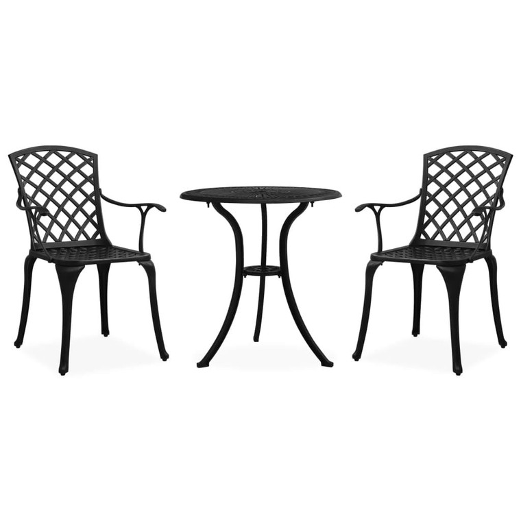 3 Piece Bistro Set Cast Aluminum Black A949-315592