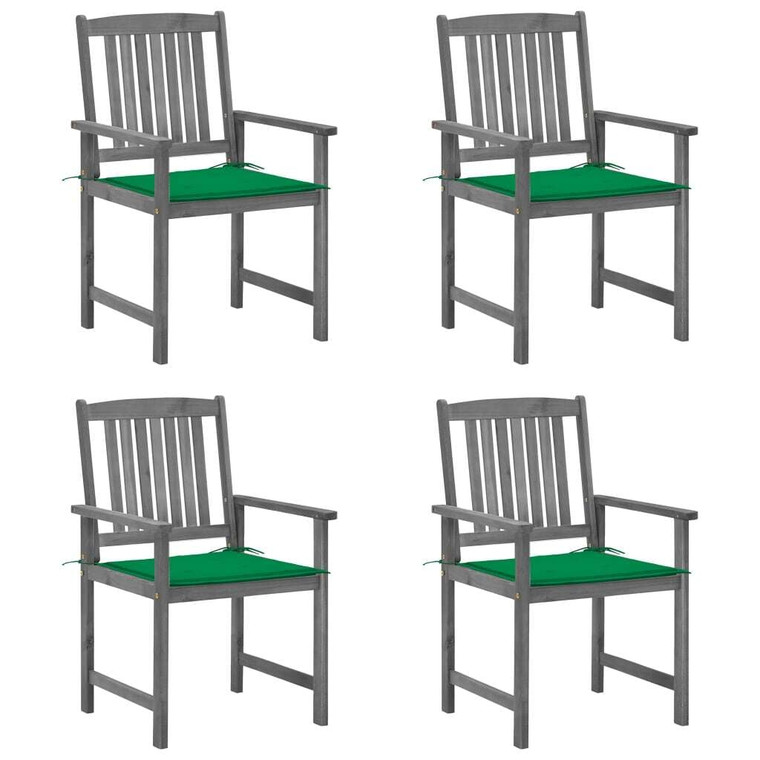 Patio Chairs with Cushions 4 pcs Gray Solid Acacia Wood A949-3061232