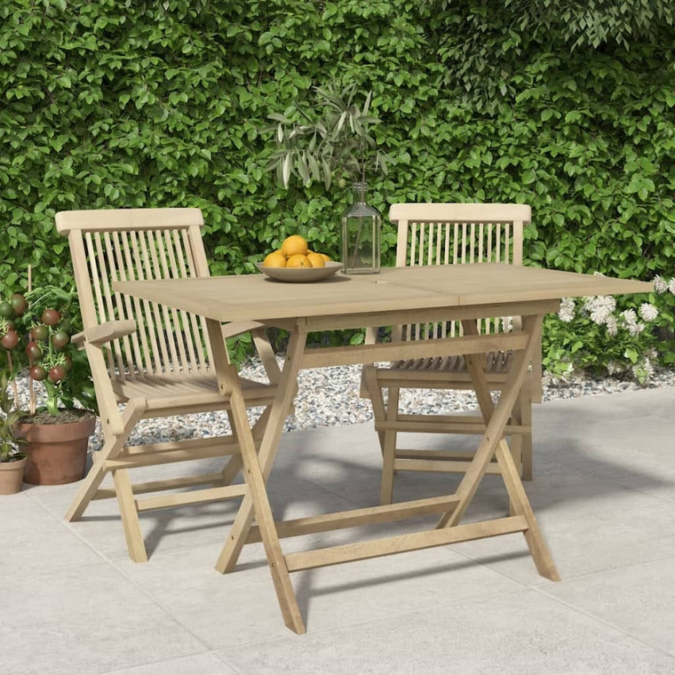 Folding Patio Table Gray 47.2"x27.6"x29.5" Solid Wood Teak A949-362763