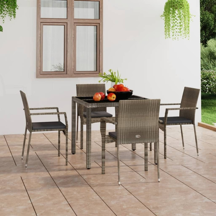 Patio Chairs with Cushions 4 pcs Poly Rattan Gray A949-319884