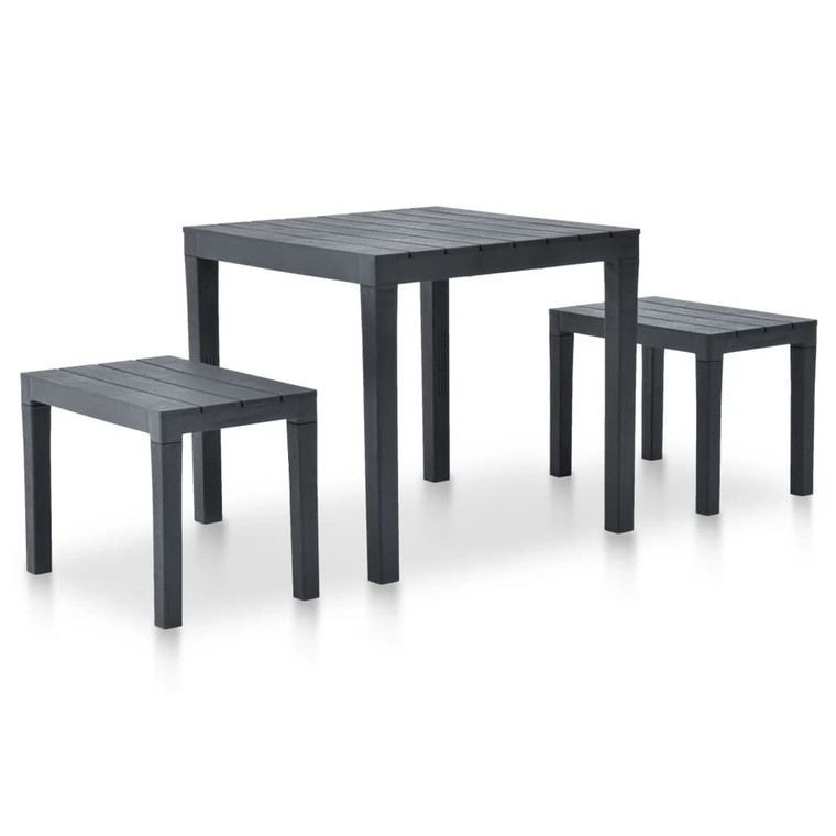 Patio Table with 2 Benches Plastic Anthracite A949-48778