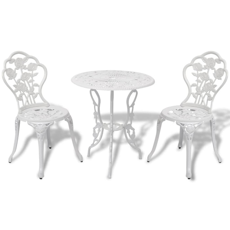 3 Piece Bistro Set Cast Aluminum White A949-42165