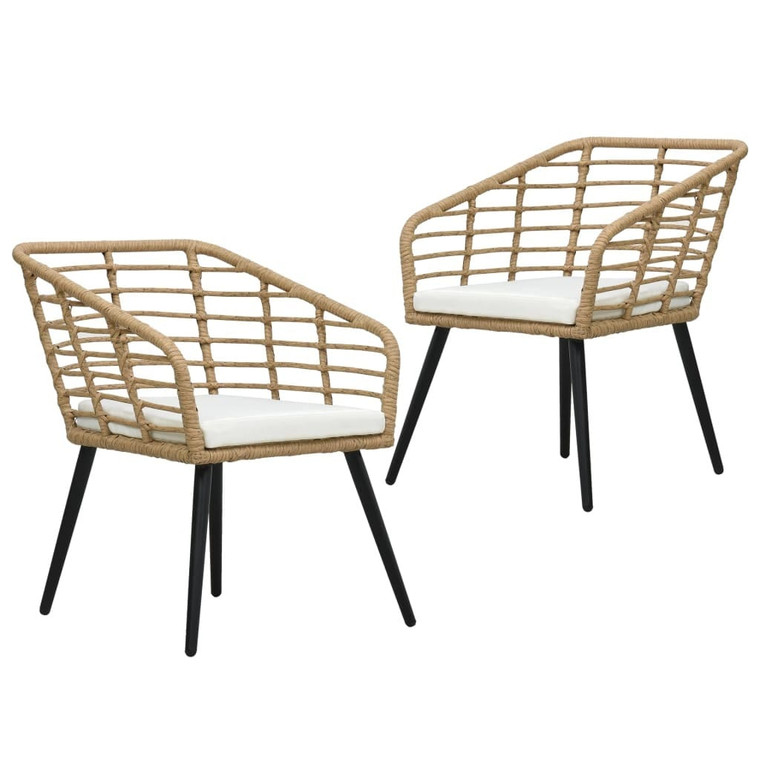 Patio Chairs with Cushions 2 pcs Poly Rattan Oak A949-48576