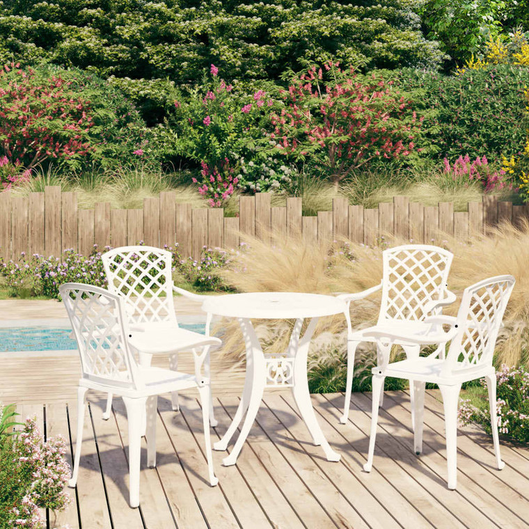 5 Piece Bistro Set Cast Aluminum White A949-3070609