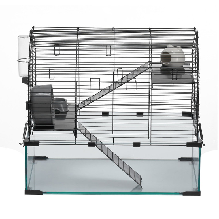 Hamster Cage, 360?° Viewing Transparent Hamster Habitats, Small Animal Cage, 22.8 x 15 x 21.3 in, V E415-JSCSLHS1C202GHYAGV0
