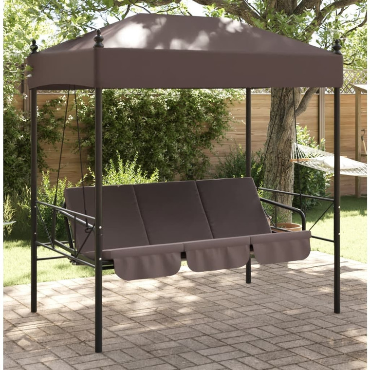 Patio Swing Bench with Canopy Coffee Brown? Steel A949-4008900