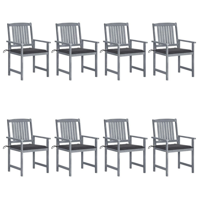 Patio Chairs with Cushions 8 pcs Solid Acacia Wood Gray A949-3078222