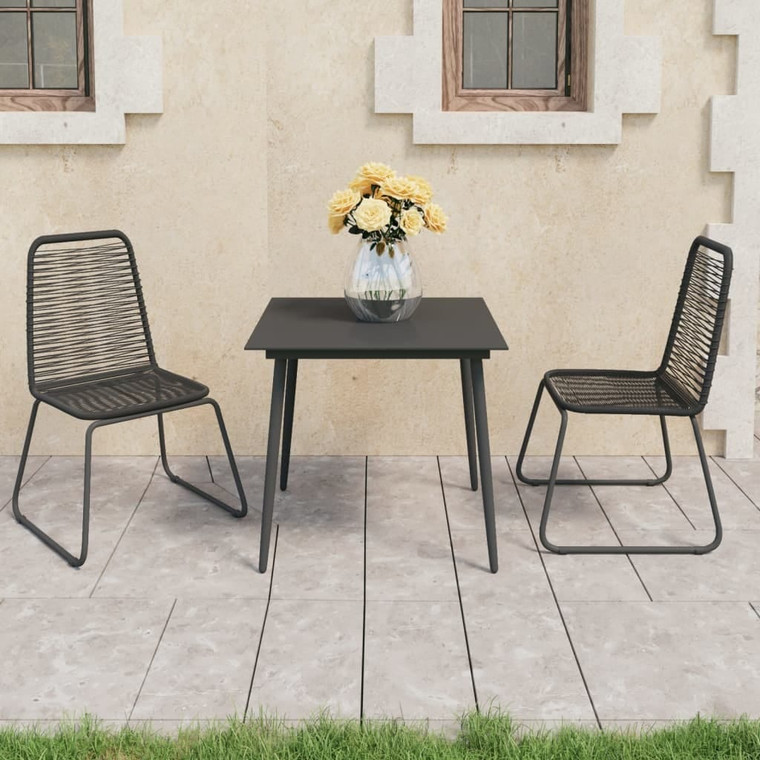 3 Piece Patio Dining Set PVC Rattan Black A949-3060112