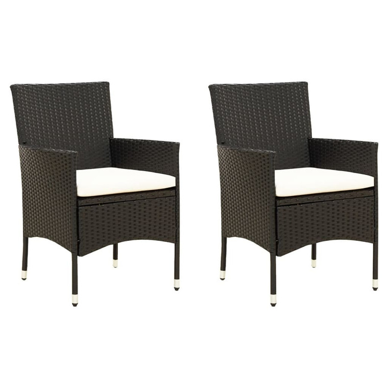 Patio Chairs with Cushions 2 pcs Poly Rattan Black A949-316680