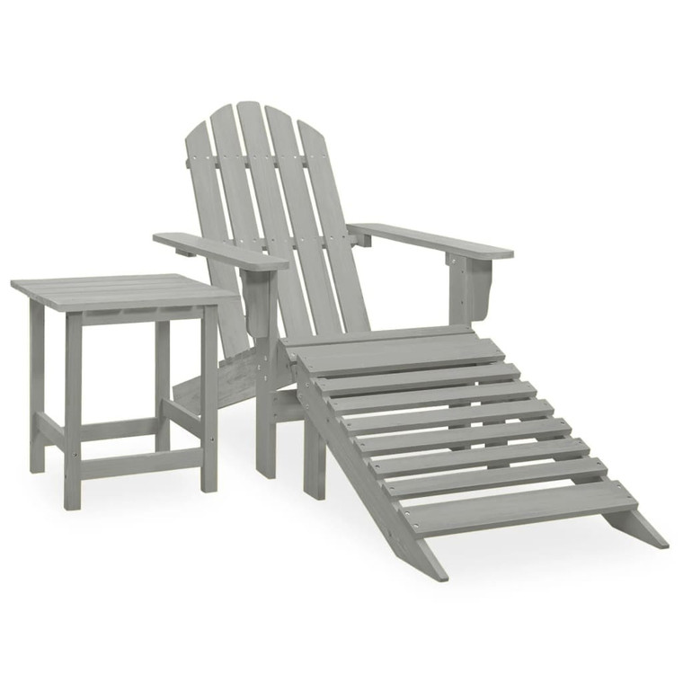 Patio Adirondack Chair with Ottoman&Table Solid Fir Wood Gray A949-315930