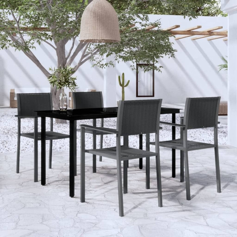 5 Piece Patio Dining Set Black A949-3099265
