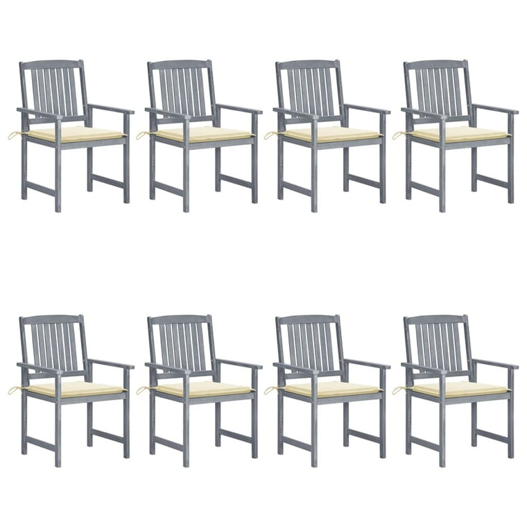 Patio Chairs with Cushions 8 pcs Solid Acacia Wood Gray A949-3078224