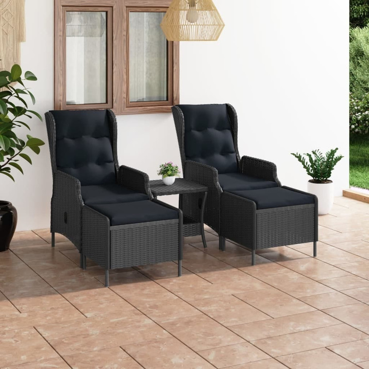 3 Piece Patio Lounge Set with Cushions Poly Rattan Dark Gray A949-3060154