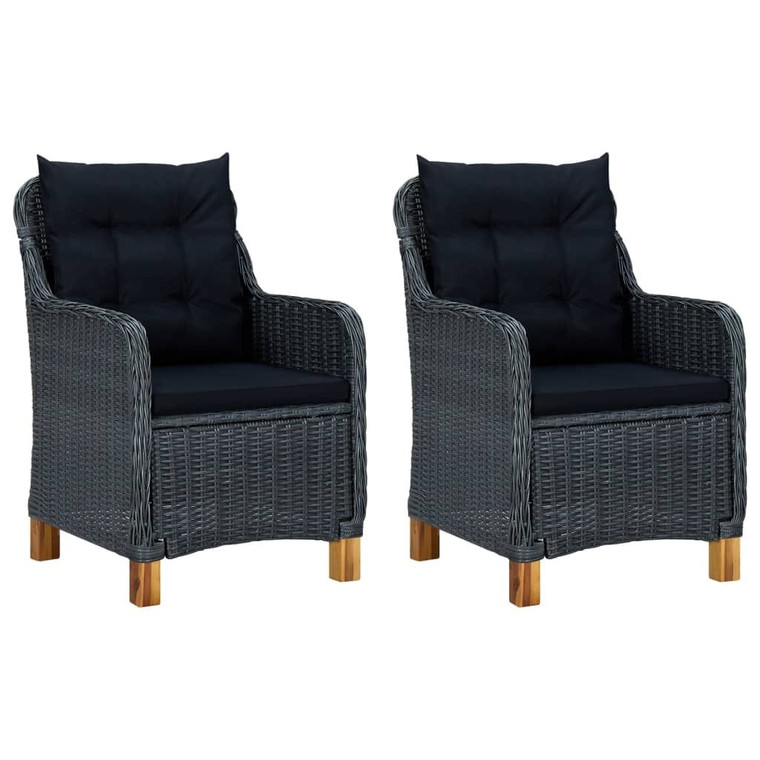 Patio Chairs with Cushions 2 pcs Poly Rattan Dark Gray A949-313316