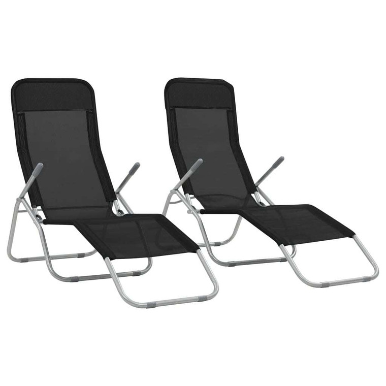 Folding Sun Loungers 2 pcs Textilene Black A949-44338