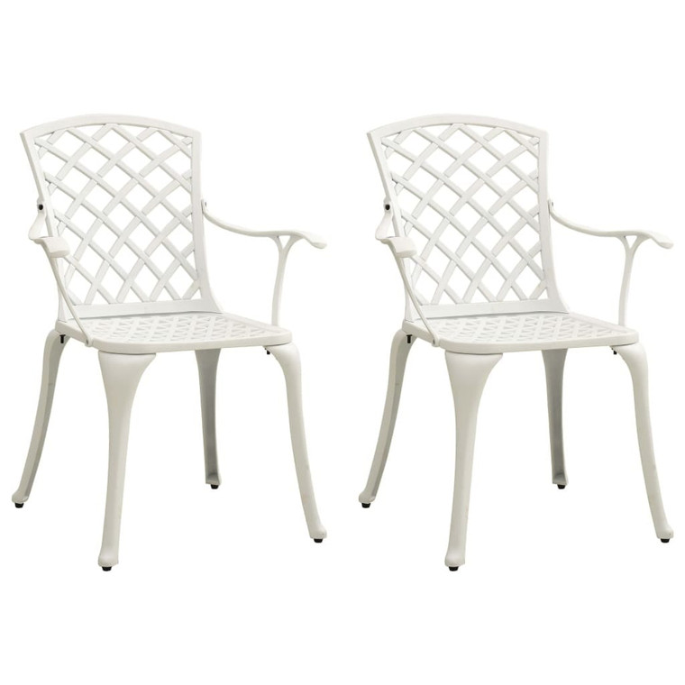 Patio Chairs 2 pcs Cast Aluminum White A949-315574