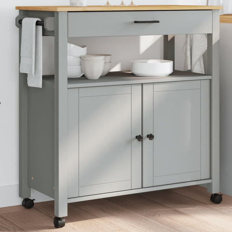 Kitchen Trolley MONZA 33.1"x15.7"x34.8" Solid Wood Pine A949-376107