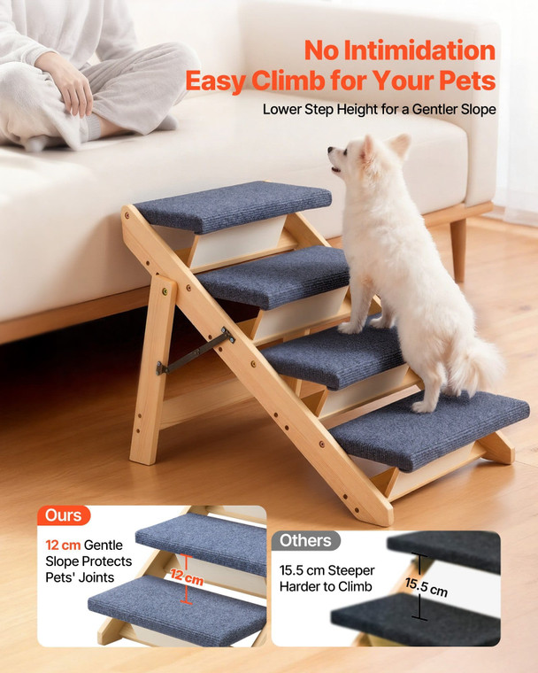 Wood Pet Stairs, 4-Step Dog Stairs for Beds, Sofa & Cars, 150 lbss Load Capacity, Floded Flat Desig E415-LTSFZDGLTKFPB0YY9001V0