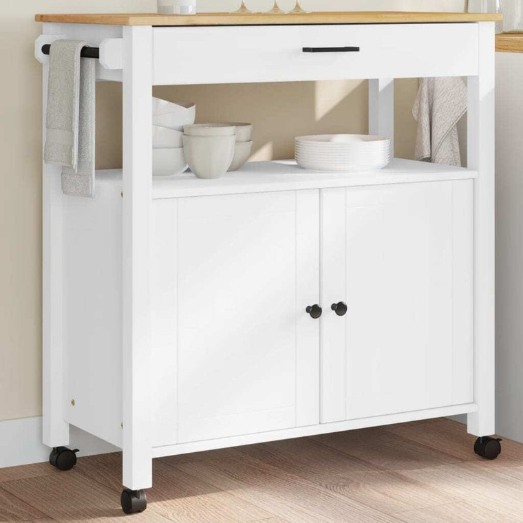Kitchen Trolley MONZA 33.1"x15.7"x34.8" Solid Wood Pine A949-376108