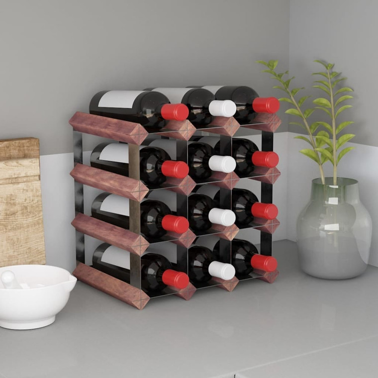 Wine Rack for 12 Bottles Brown Solid Wood Pine A949-340891