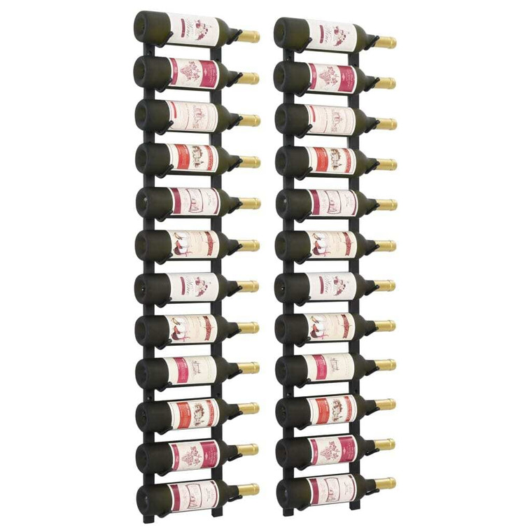 Wall Mounted Wine Racks for 12 Bottles 2 pcs Black Iron A949-282467