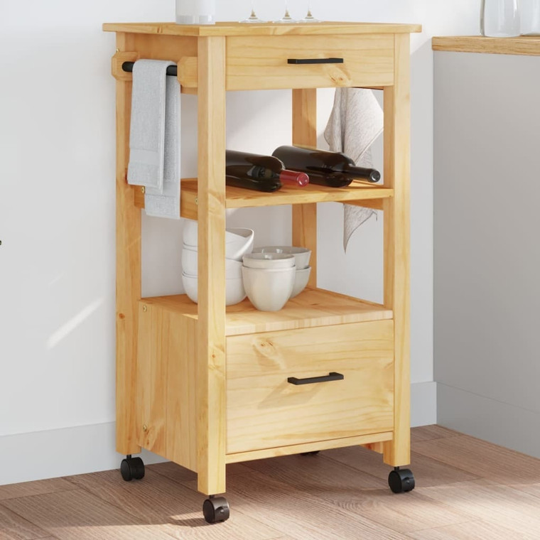 Kitchen Trolley MONZA 18.9"x15.7"x34.8" Solid Wood Pine A949-376082
