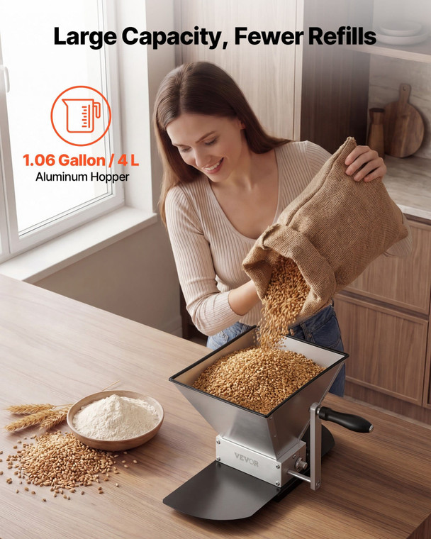  Manual Grain Mill, Homebrew Malt Grinder, Adjustable Barley Mill Crusher for Wheat Beer Brewing -  E415-SDGZSBXG4L2G01E31001V0