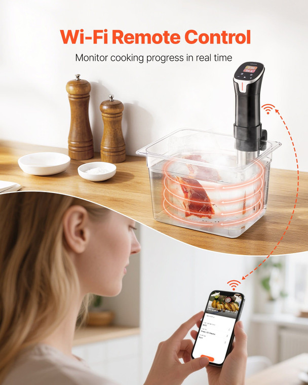 Sous Vide Precision Cooker, 1100W Sous-Vide Cooking Machine, WIFI Immersion Circulator with 10 Pres E415-JRSZKDWMZJ11UY00Q001V1