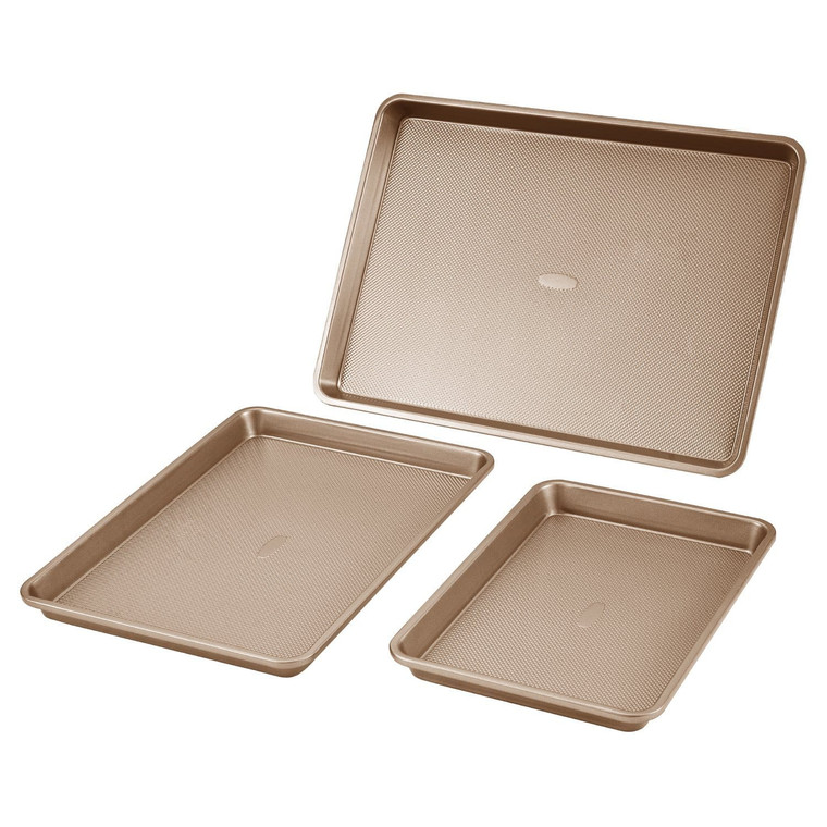 Baking Pans Set, 3-Piece, Nonstick Carbon Steel Cookware Sheets & Trays, Stackable Kitchen Oven Bak E415-TGKPTZ3JJS00J7BCRV0