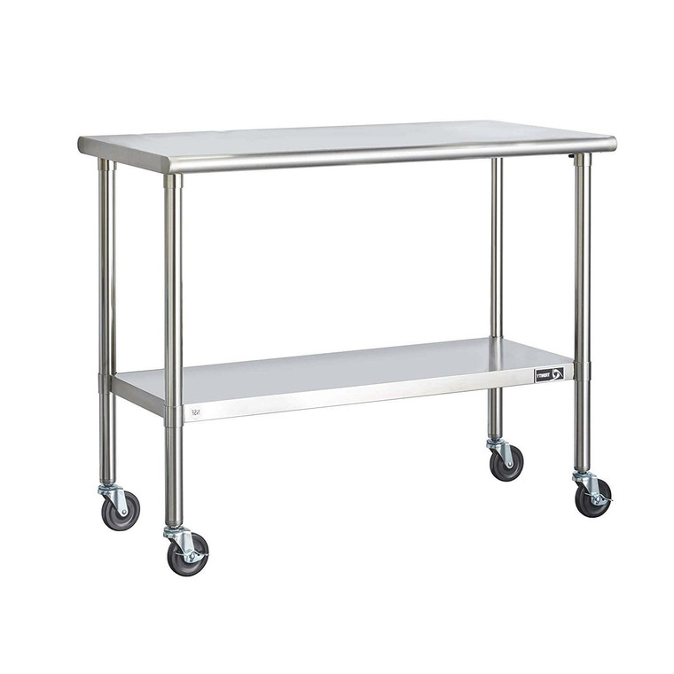 Stainless Steel 2-ft Kitchen Island Cart Prep Table with Casters Q280-TECSPT4759381