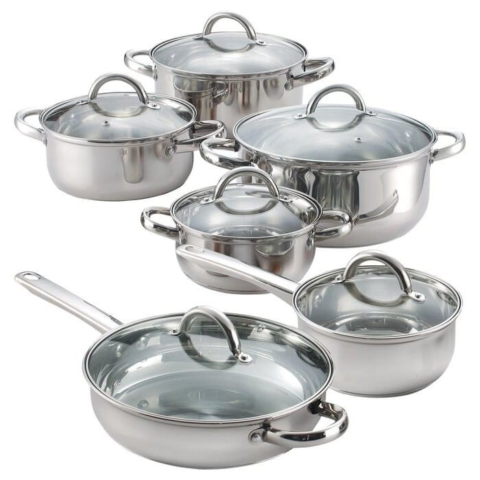 12 Piece Cool Touch Stainless Steel Cookware Set Q280-CJDJ1244