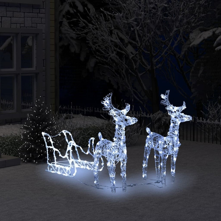 Reindeers & Sleigh Christmas Decoration 160 LEDs 51.2" Acrylic A949-289979