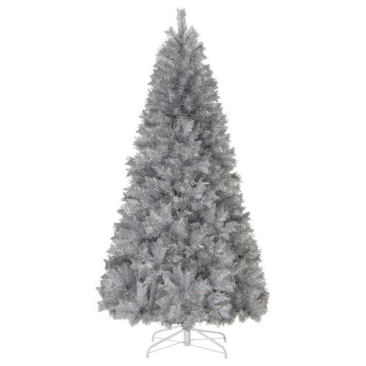 Artificial Xmas Tree with Branch Tips and Warm White LED Lights-7FT - Color: Silver - Size: 7 ft D681-CM24745US-7