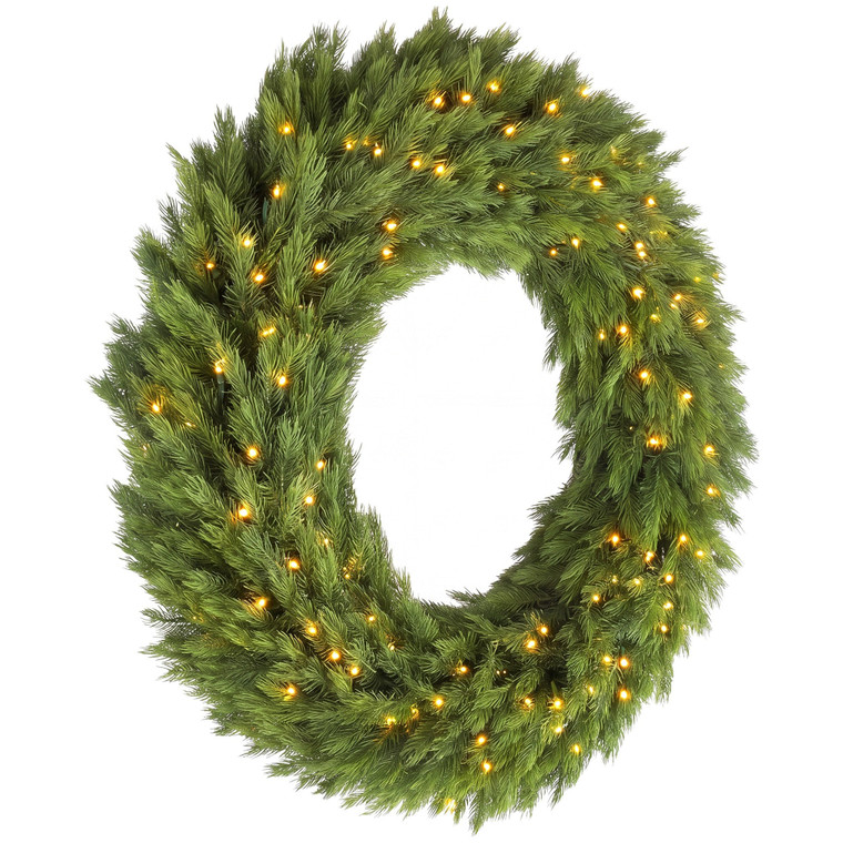 Christmas Decoration, 48 in Pre-Lit Norwegian Spruce Artificial Christmas Wreath with 150 LED Light P295-83C-354V81GN