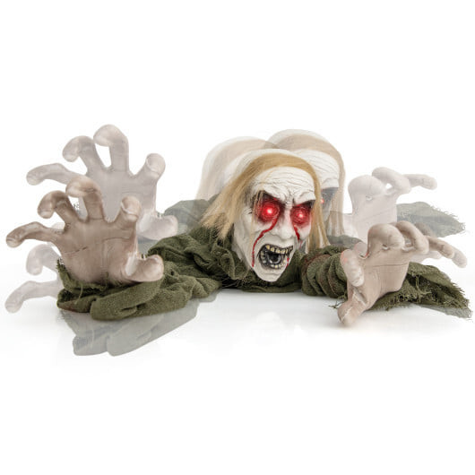 Halloween Groundbreaker Climbing Zombie with Light up Eyes and Creepy Sound - Color: Black & Green D681-CM24795