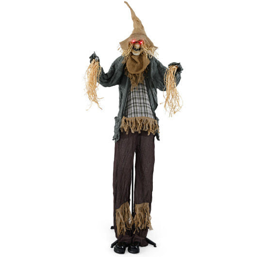 7 FT Halloween Decoration Animated Standing Scary Scarecrow with Light-up Eyes for Hunted Houses D681-CM25242
