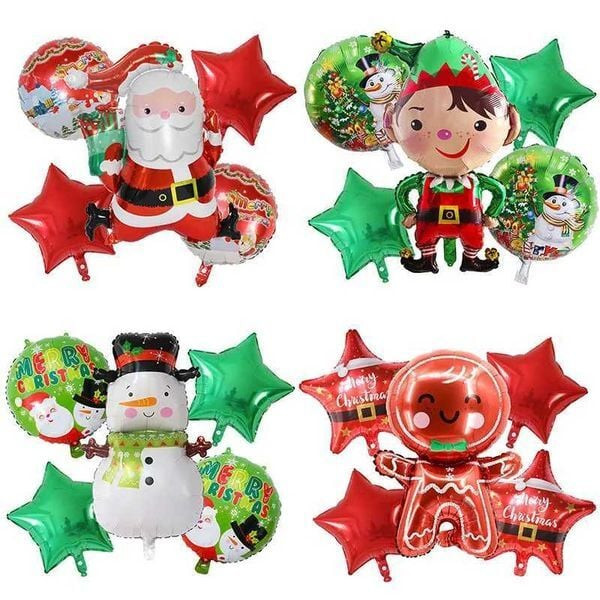 5pcs Merry Christmas Santa Claus Snowman Elf Foil Helium Balloons Set New Year Home Xmas Party Deco Y829-1413394632863330327