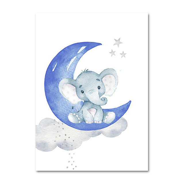 Color: 1style, Painting size: 50x70cm - Personalized Blue Nursery Baby Boy Name Print Wall Art Canv Q119-CJZS115565707GT
