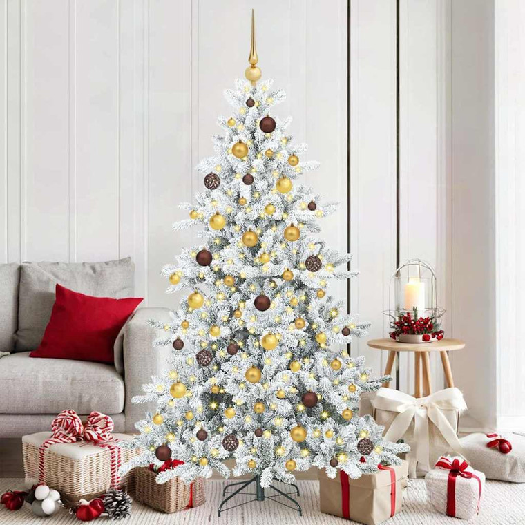  Artificial Hinged Christmas Tree White 70.87 in PVC and Steel A949-3397715