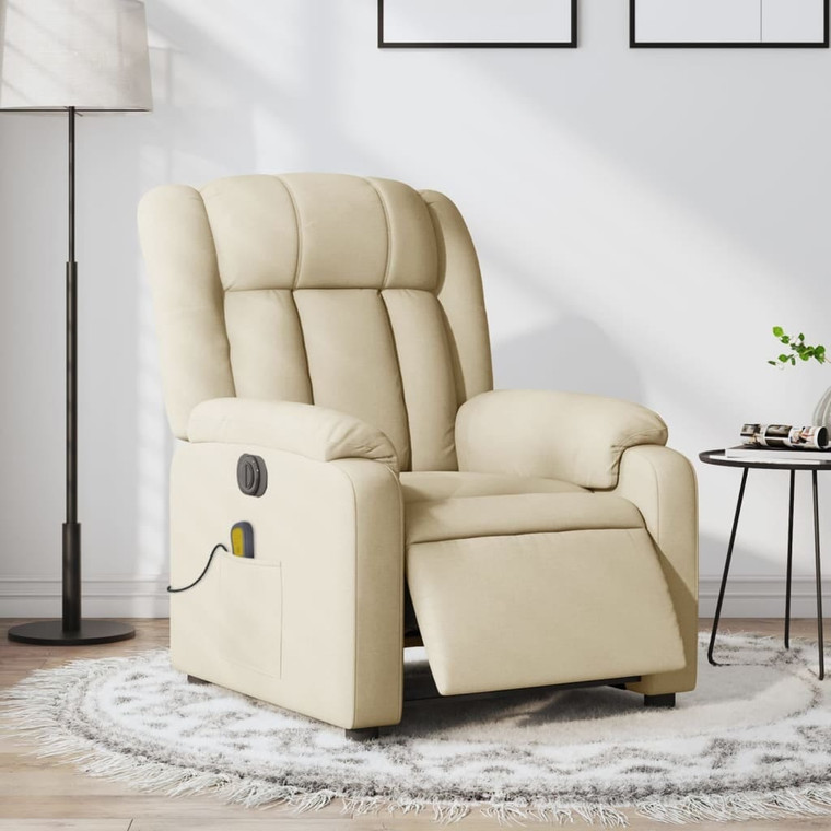  Electric Massage Recliner Chair Cream Fabric A949-3206261