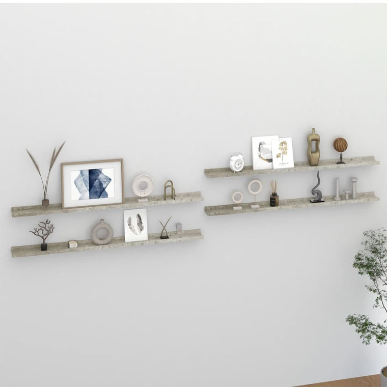  Wall Shelves 4 pcs Concrete Gray 45.3"x3.5"x1.2 A949-326708