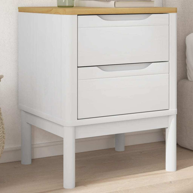  Bedside Cabinet FLORO White 17.7"x15.4"x22.4" Solid Wood Pine A949-374003