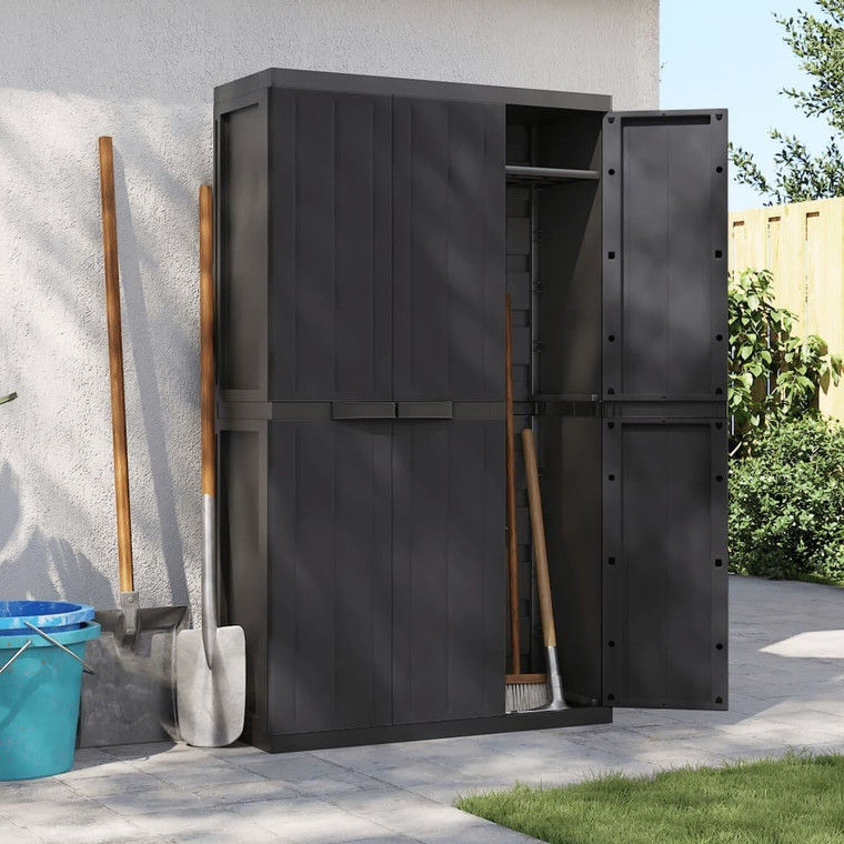  Outdoor Storage Cabinet Black 38.2"x14.6"x65" PP A949-364208