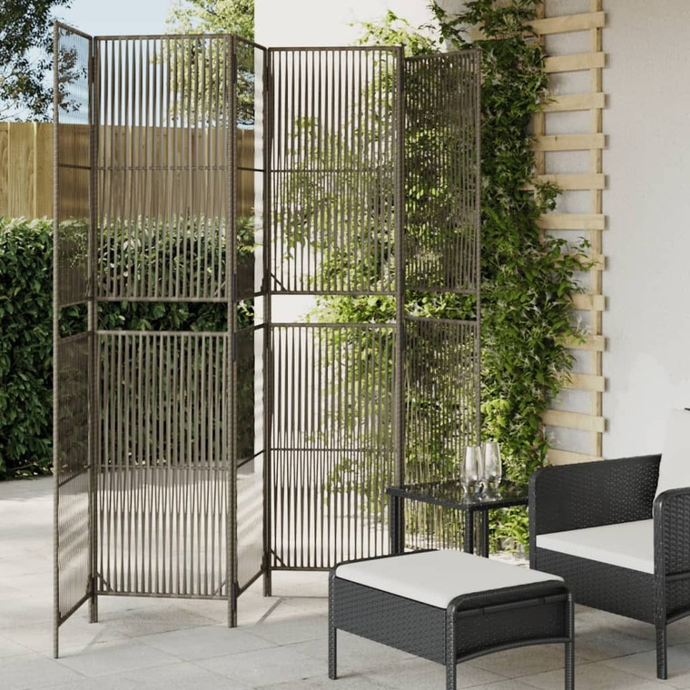  Room Divider 6 Panels Gray Poly Rattan A949-365402