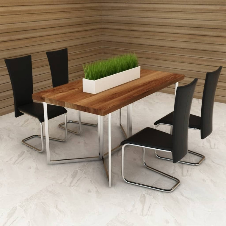  Dining Chairs 4 pcs Black Faux Leather A949-241915