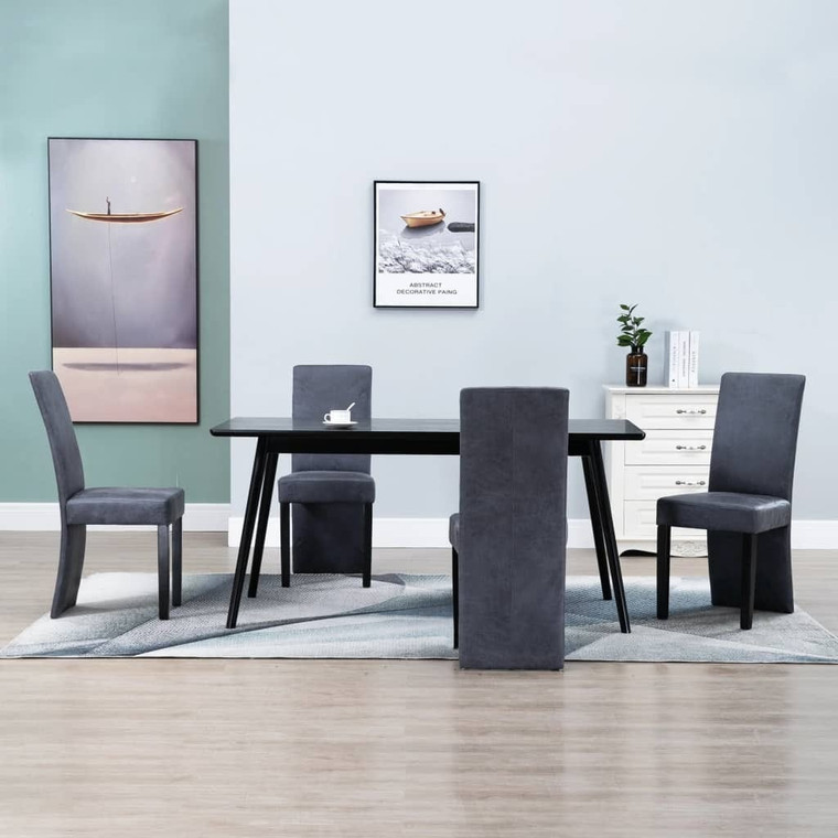  Dining Chairs 4 pcs Gray Faux Suede Leather A949-249203