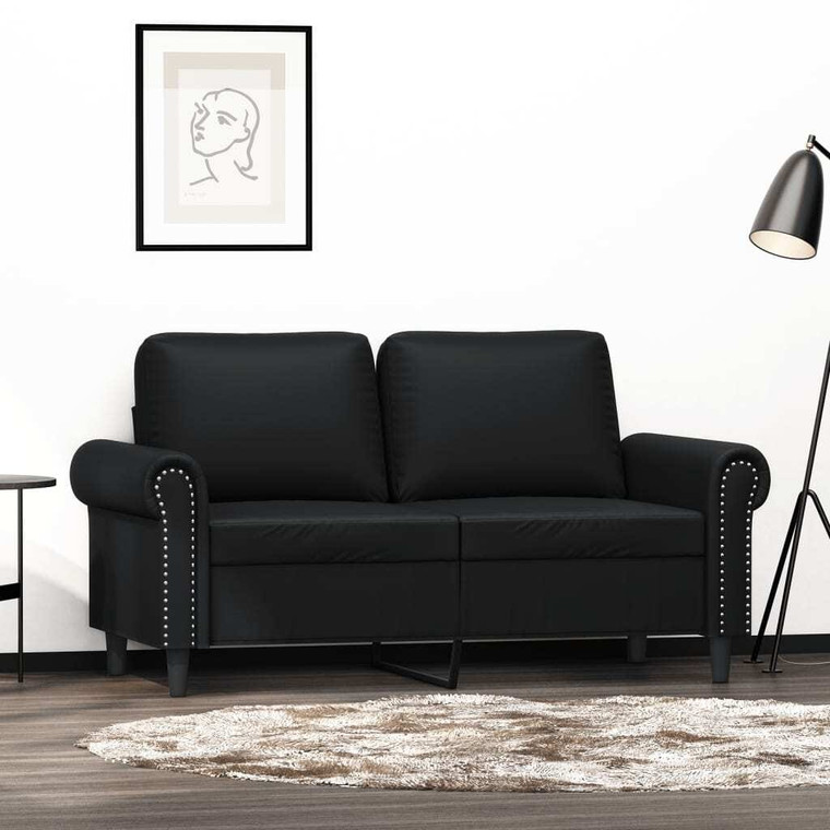  2-Seater Sofa Black 47.2" Faux Leather A949-359499