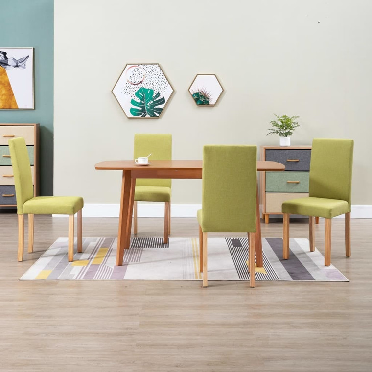  Dining Chairs 4 pcs Green Fabric A949-249225